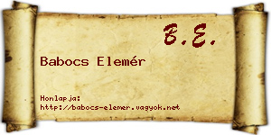 Babocs Elemér névjegykártya